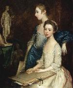 Thomas Gainsborough Portrat von Molly und Peggy mit Zeichenutensilien oil